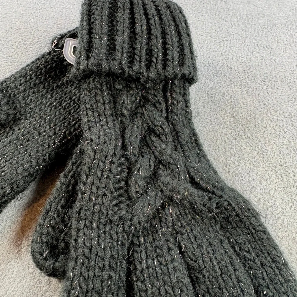 Faded Glory Women‎ Black Soot Cable Knit Shimmer Gloves FG173320 One Size NWT